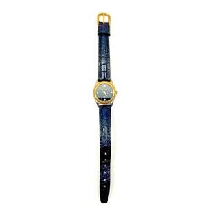 Members Only Watch Genuine Leather Vintage Gold Black Timepiece Chronograph